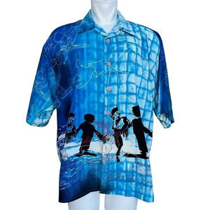 City Hunter Collection New York City Men's Size 3XL Blue Button Up Shirt